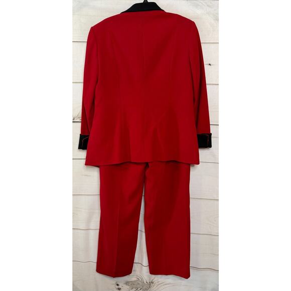 Peter Nygard Red 2 Pc Suit Black Trim Sz 8p Holiday Party Unique Festive - Picture 2 of 7